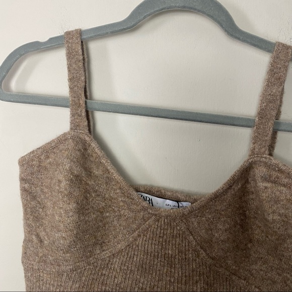NWT Zara Wool Camel Blend Sweater Crop Top size Large - Picture 10 of 12